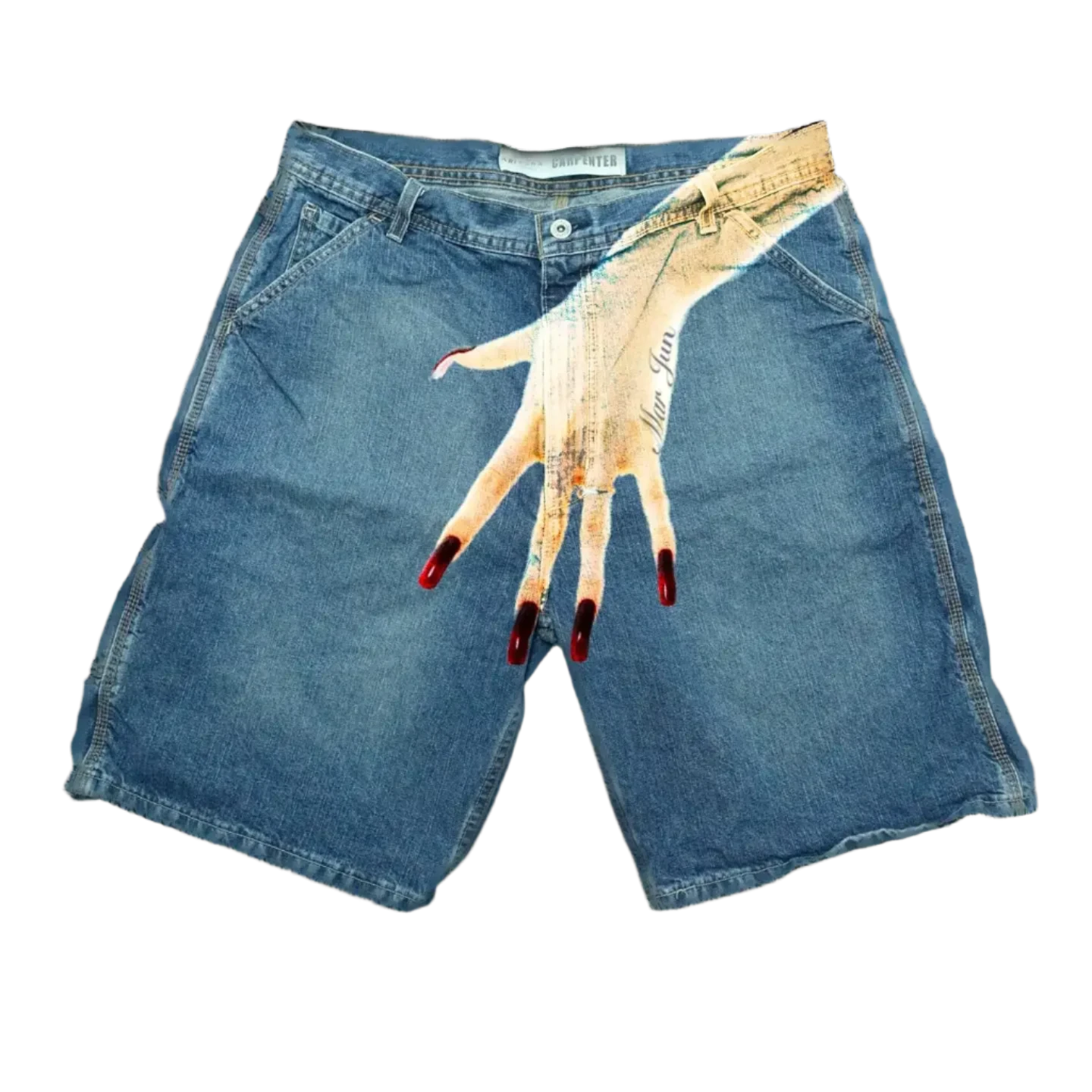 Hand Print Jean Shorts